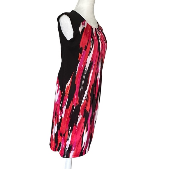 Styled by Joe Zee Watercolor Printed Dress Size 6 Black / Fuchsia / red - Picture 3 of 5